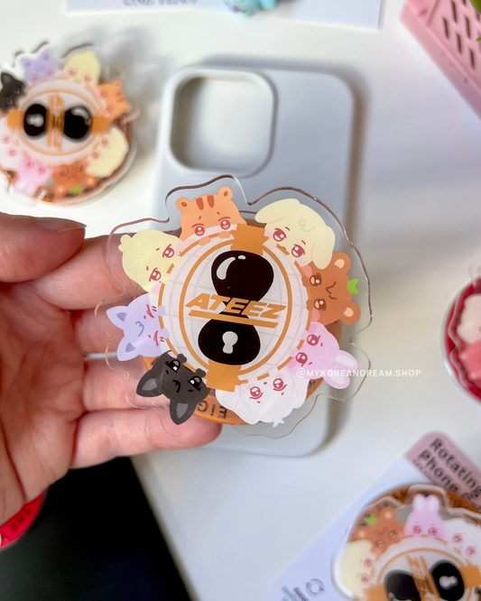 Rotating phone grip ANITEEZ ATEEZ, pop socket K-pop magnétique et adhésif pour Atiny